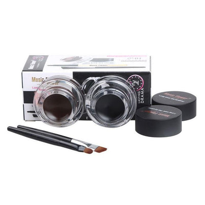 2 in 1 Coffee + Black Gel Eyeliner Make Up Waterproof Eye Liner Cosmetics Set