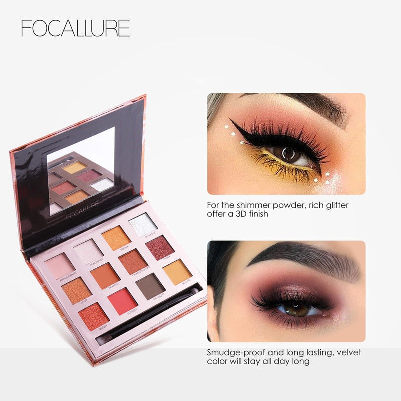 12 Colors Portable Eyeshadow Palette FOCALLURE