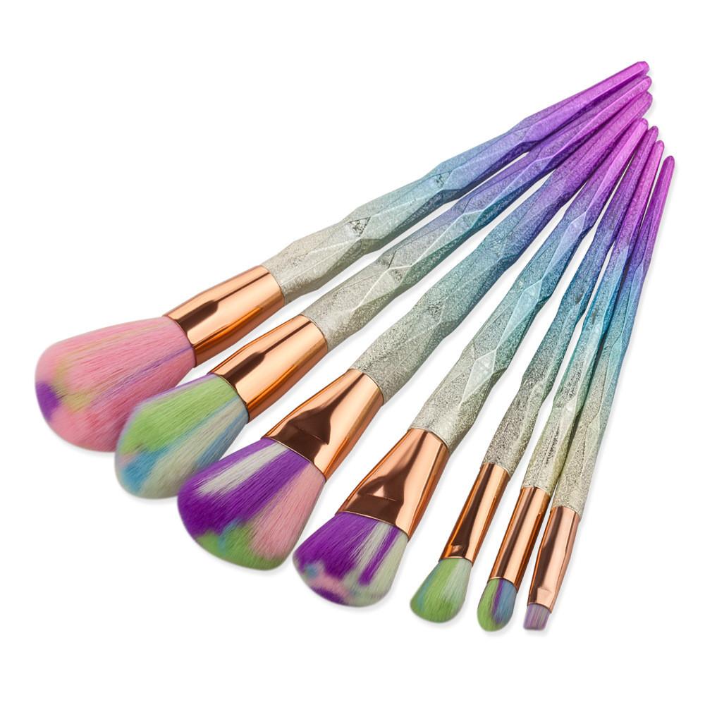 Diamond Shape Rainbow Handle Makeup Brushes 7pcs/set