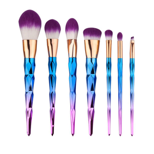 Diamond Shape Rainbow Handle Makeup Brushes 7pcs/set